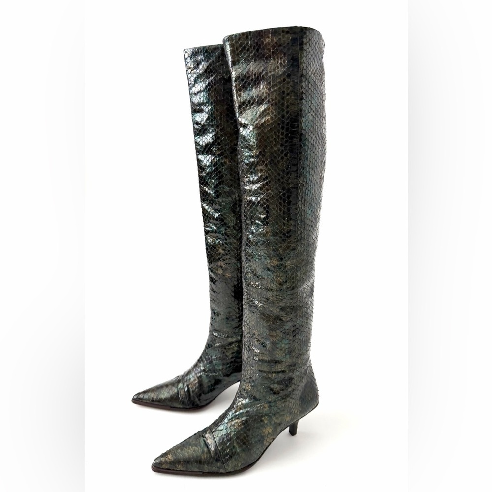GUCCI | Tom Ford Runway Spring 1997 Iridescent Python Knee High Boots US 6.5 - Picture 4 of 16